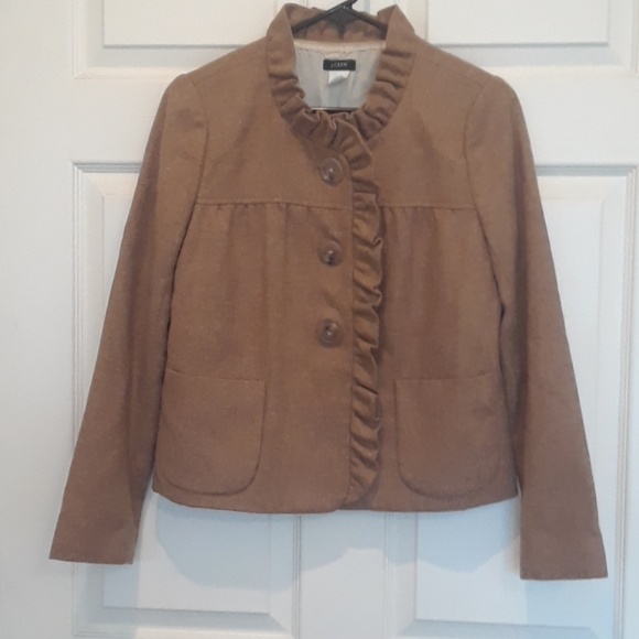 J. Crew Jackets & Blazers - J Crew brown Jacket with pretty gathered collar